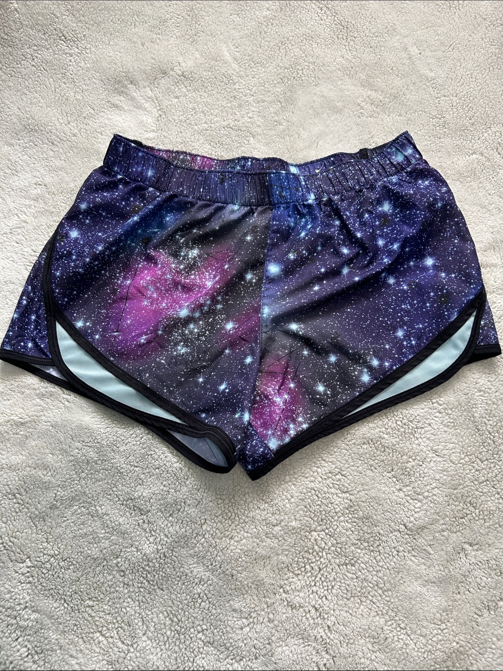 Galaxy Print Women’s Running Shorts - Purple Pink Starfield